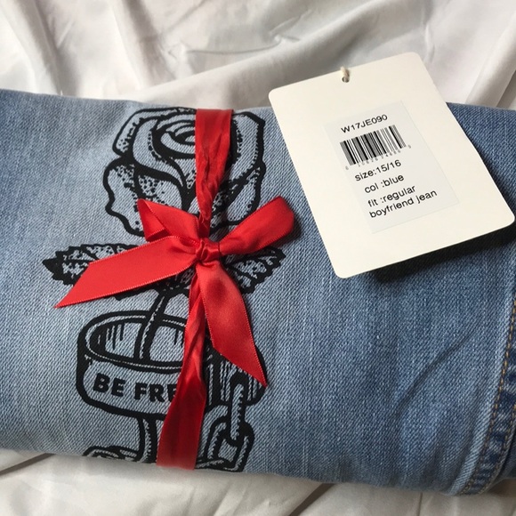 VINTAGE WASH RED Jeans NYC Distressed Boyfriend - Picture 2 of 9